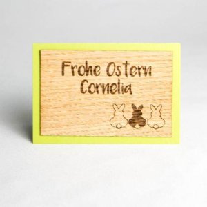 Holz-Platzkarte „Frohe Ostern“