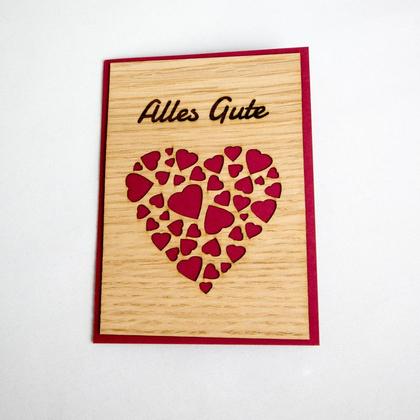 Holz-Karte Herzen & "Alles Gute" - Image 2
