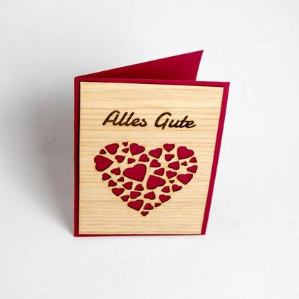 Holz-Karte Herzen & "Alles Gute" - Image 3