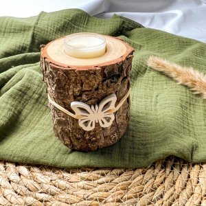 Frühlingshafter Teelichthalter Lärchenstumpf groß