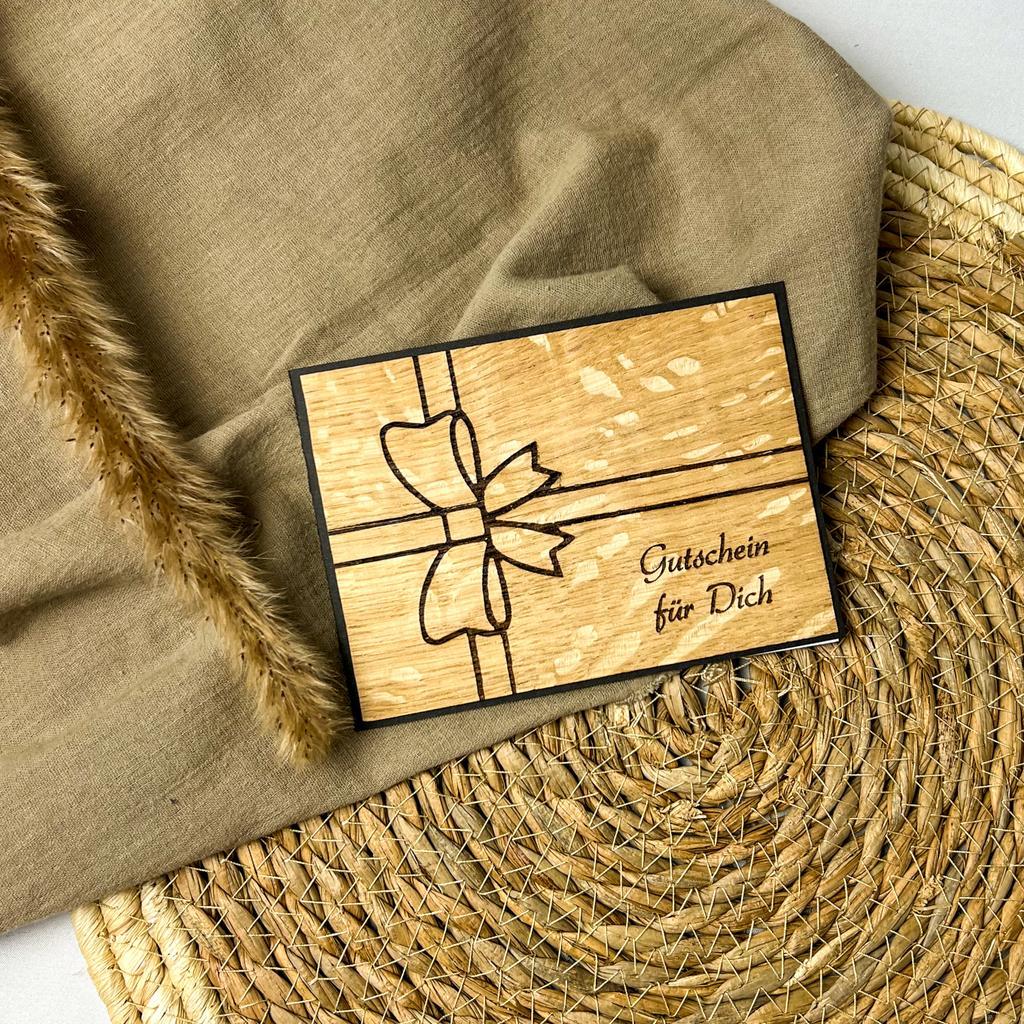 Holz-Karte "Gutschein"