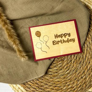 Holz-Karte „Happy Birthday“ & Luftballon