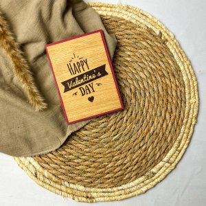 Holz-Karte „Happy Valentine’s Day“