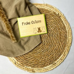 Holz-Karte „Frohe Ostern“ & 3 Häschen