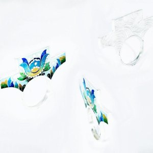 Ring von Cloisonne Enamel,Handarbeit, Silber ,Unikat