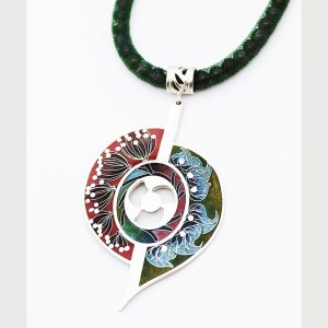 Anhänger.“Blätter&Blumen“Cloisonne Emaille,Handgemachte Schmuck, Unikat