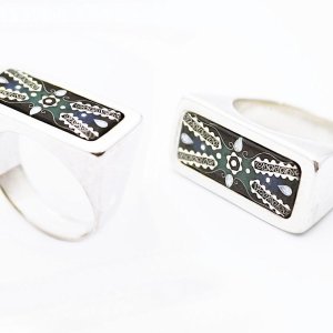 Ring  von Cloisonne Enamel, Handarbeit, Unikat,Silber/-925