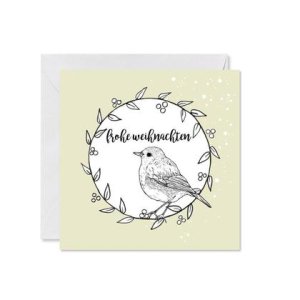 GRUSSKARTE Weihnachten *Robin, das Rotkehlchen* , 14 x 14 cm
