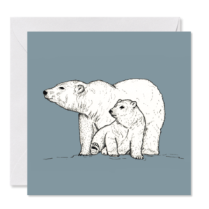 GRUSSKARTE *Eisbärenfamilie* , 14 x 14 cm