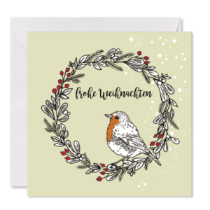 GRUSSKARTE Weihnachten *Robin, das Rotkehlchen*, 2. Edition , 14 x 14 cm