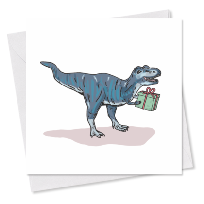 MINI-GRUSSKARTE *Dino mit Geschenk*