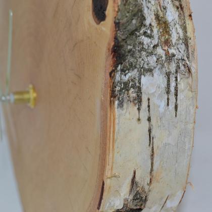 Holzuhr Wanduhr Uhr 25x24 cm Birke Baumscheibe handmade - Image 3