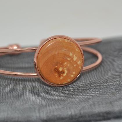 Holz Armreif Armband Trachtenschmuck Holzschmuck Erle roségold handmade - Image 2