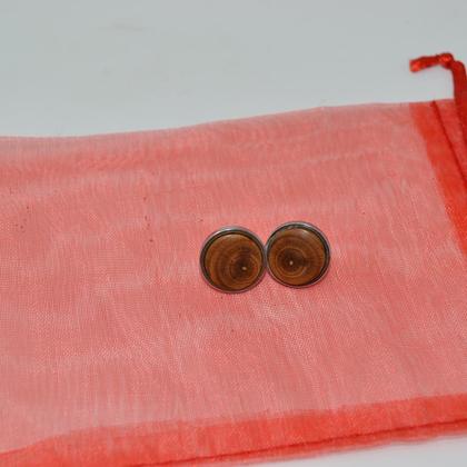 Holz Ohrringe Trachtenschmuck Ohranhänger Ohrstecker Essigbaum 1.5 cm handmade