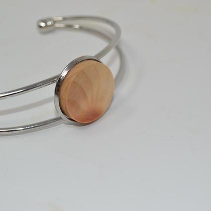 Holz Armreif Armband Trachtenschmuck Holzschmuck Zirbe handmade - Image 2