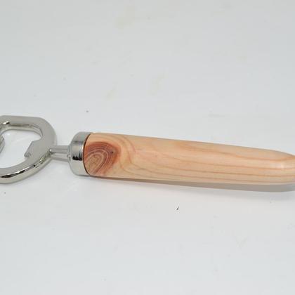 Holz Flaschenöffner Kapselheber aus Zirbe Holz verchromt handmade Geschenk