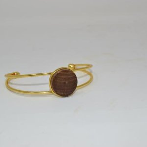 Holz Armreif Holzschmuck Trachtenschmuck Walnuss gold Armband Armschmuck Unikat