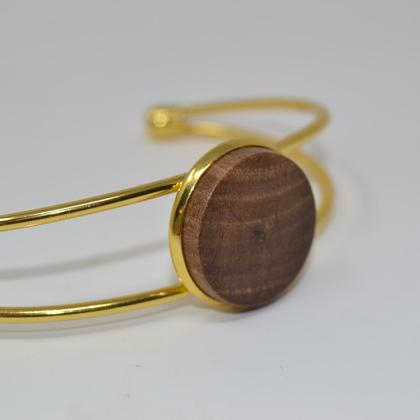 Holz Armreif Holzschmuck Trachtenschmuck Walnuss gold Armband Armschmuck Unikat - Image 2