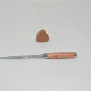 Holz Brieföffner aus Holz Zirbe Handarbeit Unikat Geschenk chrom Gravur