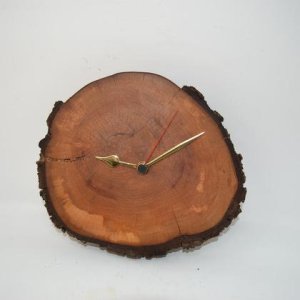 Holz Wanduhr 26×22.5 cm Birne Baumscheibenuhr Unikat Geschenk