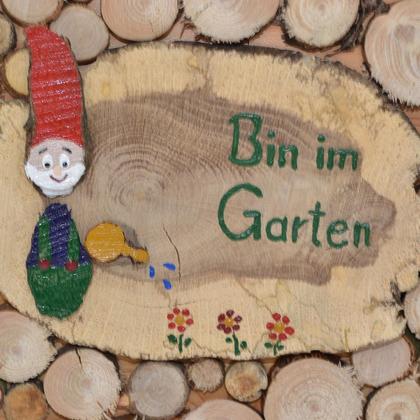 5x20 cm Gartenzwerg Holz Dekoration Schriftbild Wandbild Handarbeit