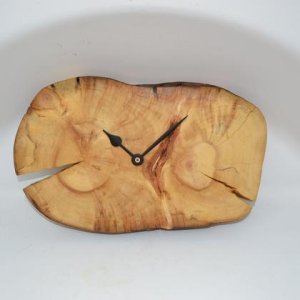 Holz Wanduhr 30×20 cm Pappel Holzuhr Baumscheibenuhr Beschenk Holzdeko