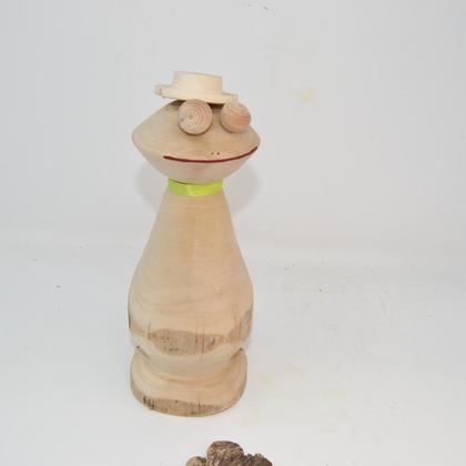 Holz Frosch Holzfigur Holz Dekoration Figuren Gartendeko Figur 20 cm