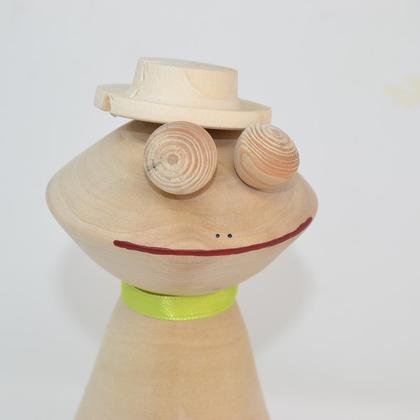 Holz Frosch Holzfigur Holz Dekoration Figuren Gartendeko Figur 20 cm - Image 2