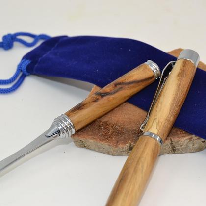 Holz Kugelschreiber Brieföffner Drehkugelschreiber Geschenkset Robinie Unikat - Image 3