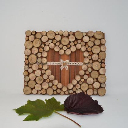 Holzbild 29x23 cm Holz Deko Wanddeko Herz Wandbild aus Holz Holzdeko handmade