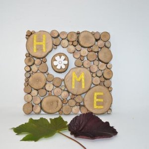 Holzbild Holz Dekoration 25,5×25 cm Baumscheibenbild Bild Wandbild handmade