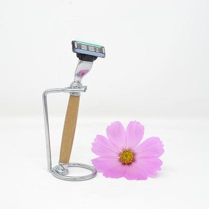 Holz Rasierer Nassrasierer mit Ständer Robinie handmade Geschenk Rasur