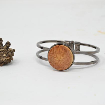 Holz Armreif Armband Trachtenschmuck Holzschmuck Lärche handmade - Image 2