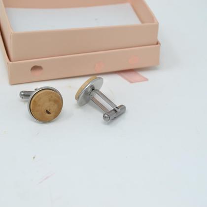 Holz Manschettenknöpfe Apfel handmade Geschenk made in austria - Image 2