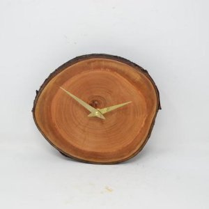 Holz Wanduhr 23×20 cm Kirsche Holzuhr Geschenk Unikat Baumscheibenuhr