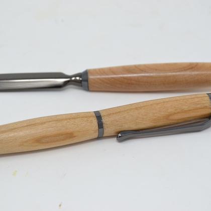 Holz Kugelschreiber Kirsche Brieföffner Drehkugelschreiber Geschenkset Unikat - Image 2