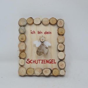 Holzbild Minibild 16×13 cm Holz Deko Wanddeko Engerl Wandbild Holzdeko handmade