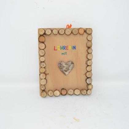 Holzbild Minibild 16x13cm Holz Deko Wanddeko Lehrerin Wandbild Holzdeko handmade