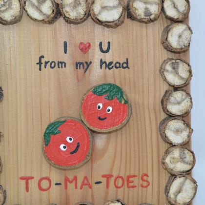 Holzbild Minibild 15x14cm Holz Deko Wanddeko Tomatoes Wandbild Holzdeko handmade - Image 2