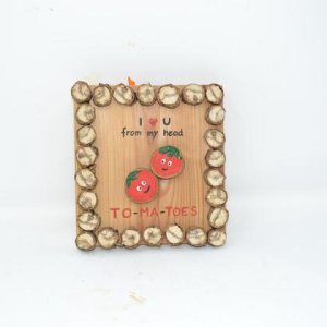 Holzbild Minibild 15x14cm Holz Deko Wanddeko Tomatoes Wandbild Holzdeko handmade