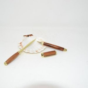 Holzfüllfeder Holzfüller Brieföffner Zwetschke Geschenkset Handarbeit