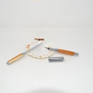 Holzfüllfeder Holzfüller Füllfederhalter Brieföffner Eibe Geschenkset handmade