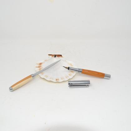 Holzfüllfeder Holzfüller Füllfederhalter Brieföffner Eibe Geschenkset handmade