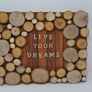 Holzbild „Dreams“ Holz Dekoration Schriftbild Bild Wandbild handmade