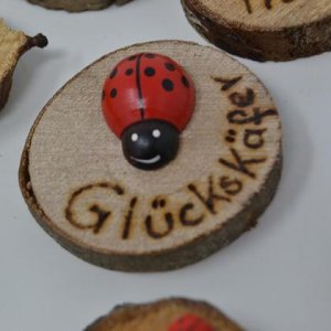 Holz Glücksbringer 5er-Set Silvester 4,5 cm Unikat 5 Stück Geschenk