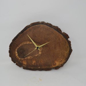 Holz Wanduhr 32×25 cm Holzuhr Walnuss Holzdeko Baumscheibenuhr handmade