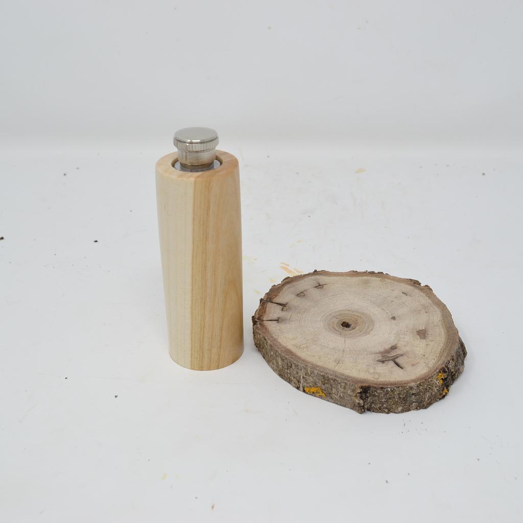 Holz Flachmann Schnapsflache rund 30 ml Kirsche Geschenk Geschenkidee handmade