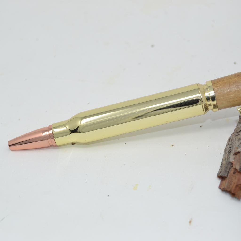 Holz Kugelschreiber Drehkugelschreiber Robinie Jäger Gewehr vergoldet handmade - Image 3