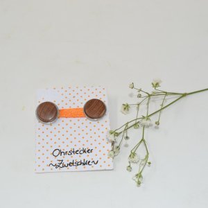 Holz Ohrringe Trachtenschmuck Ohranhänger Ohrstecker Zwetschke 1.5 cm handmade