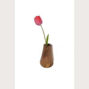 Holzvase Vase 18,5 cm Walnuss Blumenvase Vase Holzdekoration Geschenk